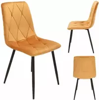 Minkšta veliūrinė kėdė PIADO geltona, dygsniuota, moderni