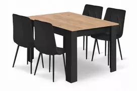 Valora Malys Group NP 120x80 Craft Juodas stalo + 4 LIBRA juodų kėdžių komplektas