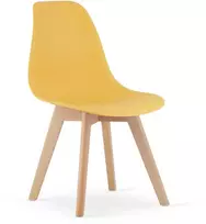 Valora Kėdė KITO su polipropileno sėdyne ir buko medienos kojomis, garstyčių geltona, 46 × 54,5 × 80 cm