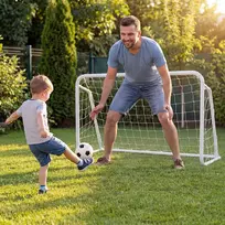 Promotions Futbolo vartai 121x60x80 cm balti, metalinis rėmas