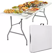 Bipohome BUFET Baltas sulankstomas maitinimo stalas 200x90 cm