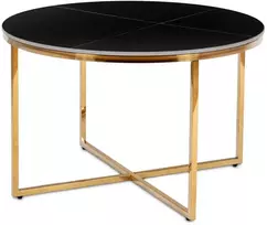 Jūrų Keramikinis kavos staliukas MARENA, 80 cm, matinės juodos spalvos, marmuras/auksas, modernus žavesys