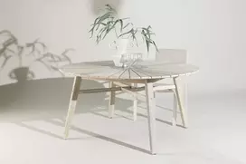 Venture Design Valgomojo stalas Rives 150 cm Baltoji akacija Akmuo