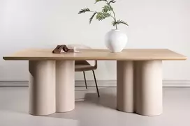 Venture Design Valgomojo stalas Olivia 100x210 cm Smėlio spalvos