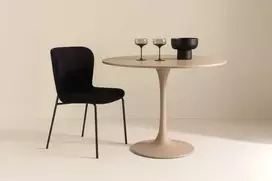 Venture Design Valgomojo stalas 100x75 cm, smėlio spalvos, MDF, plienas
