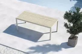 Venture Design Valgomojo stalas 205x90x74 cm, smėlio spalvos, pagamintas iš polimedžio