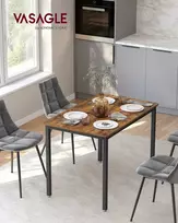 Songmics Valgomojo stalas 70x110x77 cm Rudas ir juodas plienas