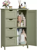 Songmics Vonios kambario laikymo spintelė 55x30x82 cm žalia MDF
