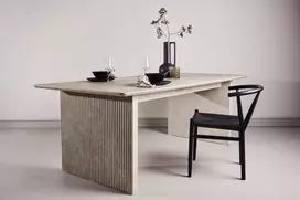 Venture Design Valgomojo stalas 100x200 cm, smėlio spalvos MDF