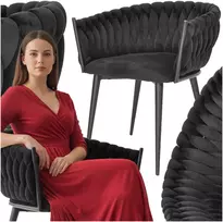 „Kochni Glamour Modern Velvet“ svetainės kėdė su juodomis kojomis ir juodu aksomu