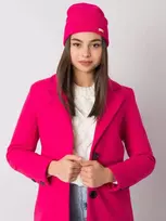 Fuksijų spalvos megzta kepurė