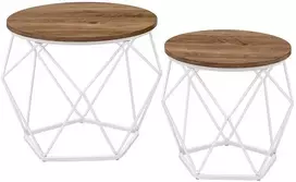 Songmics Kavos staliukų rinkinys 50x50x40,3 cm, medaus rudos spalvos, plieno rėmas
