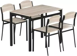 HOMCOM 5 dalių valgomojo komplektas, valgomojo stalas su 4 kėdėmis, vietą taupantis virtuvės stalo rinkinys, sėdimųjų vietų komplektas valgomajam, virtuvei, juodas
