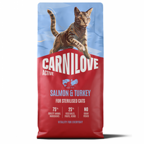 CARNILOVE ACTIVE Cat Salmon & Turkey Sterilised sausas pašaras katėms, Svoris 2 kg