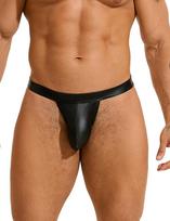 SuperLove Sexy Faux Leather Jockstrap 255 Black L