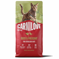 CARNILOVE ACTIVE Cat Duck & Pheasant Sterilised sausas pašaras katėms, Svoris 2 kg