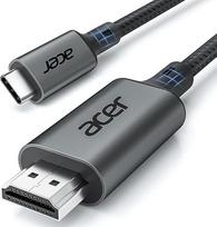 "Acer" USB C ir HDMI kabelis 4K @ 60Hz, suderinamas su "Thunderbolt 3/4", aliuminis + nailonas, C tipo HDMI kabelis, skirtas "iPhone 15/16/17 Pro", "MacBook iPad Pro/Air", "iMac", "Surface Book 2", "Samsung S26", "Pixelbook" ir kt. -2 m