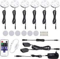 "AIBOO" spintelės apšvietimas su kabeliu, 6 vnt., virtuvės LED apšvietimas su nuotolinio valdymo pulteliu, vitrininis apšvietimas, baltas, 6000 K, plokščias virtuvės apšvietimas, virtuvės apšvietimas po spintelėmis, spintelės, vyno spintelė