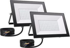 "Allin" 100 W LED lauko prožektorius, itin ryškus 10000 LM 6500 K LED prožektorius, IP65 vandeniui atsparus prožektorius su 180° reguliuojamu stovu, skirtas sodui, garažui, sporto aikštelei, kiemo prožektoriui, 2 vnt.