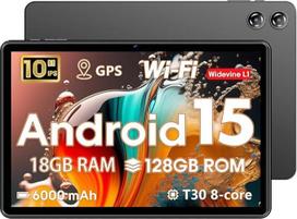 "Android" planšetinis kompiuteris 10 colių, 18GB RAM + 128G ROM / 1TB TF išplečiamas, 2026 m. naujausi planšetiniai kompiuteriai, "Widevine L1" suderinamas aštuonių branduolių planšetinis kompiuteris su "WiFi 5", 6000 mAh baterija, veido atpažinimo funkci