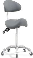 "Antlu Saddle Stool", vežimėlis su atlošu, kosmetologo, tatuiruotojo, odontologo kėdė, blakstienų technikos kėdės, masažo salonas (pilka, su atlošu)