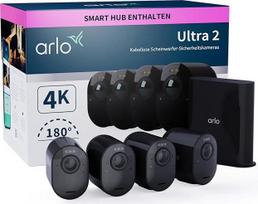 "Arlo Ultra 2 Spotlight WLAN" lauko stebėjimo kamera, 4 vnt., belaidė, 4K, spalvotas naktinis matymas, judesio jutiklis, dvipusis garsas, VMS5440B
