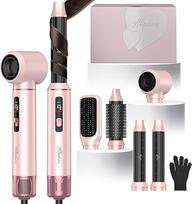 "Atopskins" plaukų stiliatorius "5-in-1 Airbrush" plaukų stiliatorius "Air Styler" su LCD ekranu ir 3 šilumos nustatymais, 1000 W plaukų džiovintuvas, automatinis plaukų apvyniojimas, karšto oro šepetys, plaukų džiovintuvas, apvalus šepetys džiovintuvas