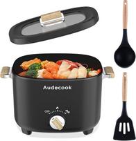 "Audecook" elektrinis karštas puodas, 2,5 l talpos trapus daugiafunkcinis puodas 1-3 asmenims, antihaftbeschichtung su Wabentextur, elektrinis virdulys Wokpfanne kepsniams/pjoviniams/virtiniams/Ei (Schwarz)