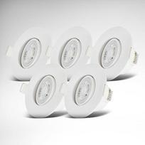 "B.K.Licht" - 5 LED įleidžiami prožektoriai, 230 V, pasukamas LED prožektorius vonios kambariui, IP65, lubų prožektoriai, neribotai apšviečiami, taškiniai, lubų taškiniai prožektoriai, vonios kambario šviestuvas, baltas, 90 x 42 mm (DxH)