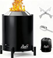 "Bali Outdoors" 16,5 cm apvalus stalinis ugniakuras, nerūdijančio plieno stalviršis, ugniakuras, mažas, lauko nedūminis židinys, nešiojamas, juodas