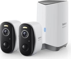 "Baseus" apsaugos stebėjimo kamera Lauko baterija 210 dienų, 2K HD, 145 laipsnių, IP67, atspari oro sąlygoms, naktinis matymas, stebėjimo kamera Belaidis WLAN su vietine atmintimi, žmonių ir judesio jutikliu - N1 2 kamerų rinkinys