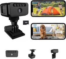 "Bextgoo" mini kamera, WLAN/AP Hotspot/be "WiFi", 4K vidaus stebėjimo kamera su 64GB atminties kortele, naktinis matymas, judesio aptikimas, maža kamera, skirta naudoti patalpose ir lauke