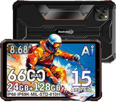 "Blackview Active 5" lauko planšetinis kompiuteris 8 colių, 24GB + 128GB/2TB planšetinis kompiuteris "Android 15", 6600 mAh lauko mobilusis telefonas, 16MP + 13MP, 2 x 2W garsiakalbiai, IP68/IP69K atsparus vandeniui, 4G LTE, 5G WiFi, OTG, NFC, GPS, pirštų