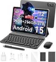 "Blackview Mega2" "Android" 15 planšetinis kompiuteris 12 colių su klaviatūra, 24GB RAM + 256GB ROM, 2K FHD didelis ekranas, žaidimų planšetinis kompiuteris, dvigubas 4G LTE + 5G WiFi, aštuonių branduolių T615, 9000 mAh baterija, "WideVine L1", dviguba