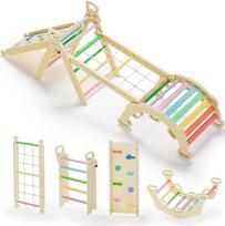 "BlueWood 7-in-1 Montessori laipiojimo trikampis su laipiojimo arka ir kalneliu, medinis trikampis 1-3 metų mažyliams