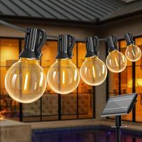 "Bomcosy" saulės šviesos žibintai lauke, 30 m LED lauko pasakų žibintai, saulės lemputė, IP45 vandeniui atsparios lemputės, pasakų žibintai, sodas, 4 režimai, skirti kiemo vakarėliams, lauke, šilta balta spalva su 50 lempučių