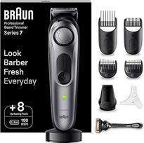 "Braun BT7420" 7 serijos barzdaskutė vyrams su 8 priedais, ultragarso ašmenimis, 100 minučių veikianti baterija, belaidis barzdos skustuvas, 40 ilgių, atspari vandeniui, pilka