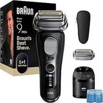 "Braun Series 9 Pro +" elektrinis skustuvas barzdai skusti, drėgnas ir sausas, 5+1 itin ploni tikslūs peiliukai, barzdos kirptuvas vyrams, barzdos kirptuvas, 60 minučių naudojimo, keičiamoji galvutė, "SmartCare 6-in-1" stotelė