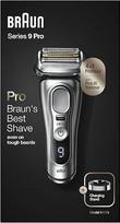 "Braun Series 9 Pro Premium" skustuvas vyrams su 4+1 skutimosi galvute, elektrinis skustuvas ir "ProLift" kirptuvas, "PowerCase" dėklas, 60 min. baterijos veikimo laikas, drėgnas ir sausas 1, 3 ir 7 dienų barzdos skutimas, 9417s, sidabrinis