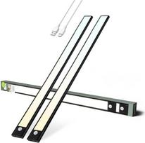 "Brendz Puyo" virtuvės LED šviestuvas, 2 x 60 cm, USB-C įkraunamas, 4400 mAh, 3 spalvų temperatūros, reguliuojamas, magnetinis, virtuvės šviestuvas, virtuvės apšvietimas, juodas