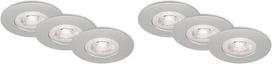 "BRILONER Leuchten" LED įleidžiamieji šviestuvai, 3 vatų lubiniai šviestuvai, po 5 W, 460 liumenų, 3000 kelvinų, IP44, matinis chromas, 90 x 25 mm (DxV) (2 vnt.)