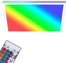 "Briloner Leuchten" LED skydelis, lubų šviestuvas, reguliuojamas apšvietimas, RGB, spalvų valdymas, foninis apšvietimas, įskaitant nuotolinio valdymo pultą, 22 W, 2700 liumenų, 4000 kelvinų, baltas, 420 x 420 x 28 mm (D x H)