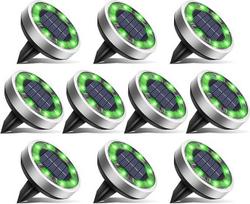"btfarm" 10 saulės grindų žibintų pakuotė, 8 LED sodo apšvietimas, saulės vandeniui atsparūs grindų saulės žibintai, saulės žibintai lauke, sode, vejoje, važiuojamojoje kelio dalyje, pėsčiųjų take, kieme, žalias