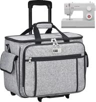 "cab55 Rolling Sewing Machine Case", nuimamas siuvimo mašinų krepšys ant ratukų, vežimėlio krepšys su nuimamu pagrindu, medinė lenta daugumai standartinių siuvimo mašinų ir priedų