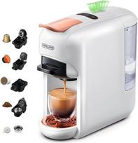 "Cafelffe MK-606 5-in-1" vienkartinių kapsulių kavos aparatas, 19 barų karšto/šalto kavos virimo espreso aparatas, suderinamas su K-Cup/Nes Original/DG/44 mm ESE kapsulėmis ir kavos tirščiais, 7 vandens lygiai, namai/biuras, baltas