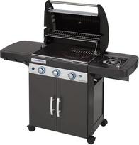 "Campingaz" 3 serijos dujinis grilis "Classic EXSE", grilis su 3 nerūdijančio plieno degikliais ir šoniniu degikliu, stovintis grilis su dangčiu ir termometru, "InstaClean" valymo sistema ir "Culinary Modular" sistema