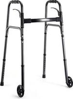 "Careboda Senior Walking Frame" sulankstomas nešiojamas vaikščiojimo rėmas su 5 colių fiksuotais ratukais, reguliuojamu aukščiu ir trigerio funkcija - idealiai tinka senjorams ir suaugusiesiems