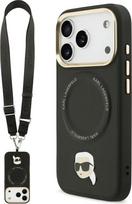 "CG MOBILE Karl Lagerfeld" didelis dirželis "Karl Metal Logo", suderinamas su "MagSafe" dėklu, skirtu "iPhone 17 Pro Max" (juodas)