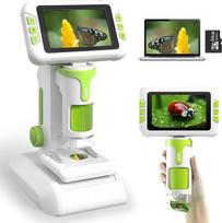 "Charmofun" mikroskopas vaikams, skaitmeninis mikroskopas su 64GB atminties kortele, mikroskopas vaikams su 4 colių LCD ekranu ir 1600 kartų didinimu, nuotraukų ir vaizdo įrašų įrašymas, rankos ir trikojo funkcija