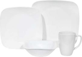 "Corelle" 16 dalių "Vitrelle" stiklo "Pure White", atsparus duženoms ir įskilimams, skirtas 4 asmenims, baltos spalvos